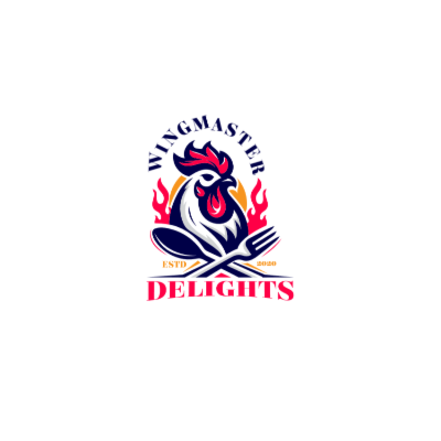 fork spoon crossed at rooster in flames