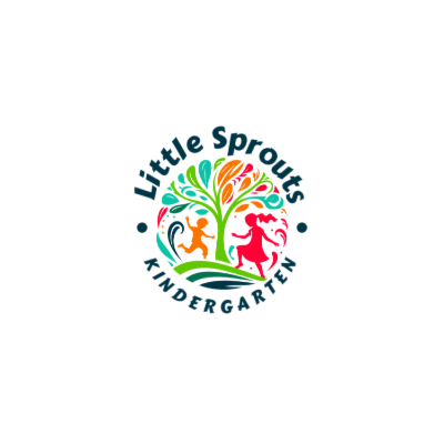 children playing under colorful tree