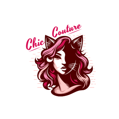 illustrative face of cat woman with wavy hair