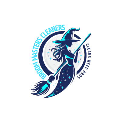 witch holding broom and moon illustration 