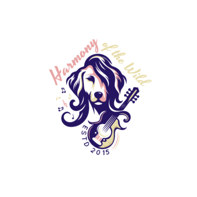 rocking long hair dog with guitar