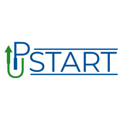 arrow going up forming letter U wordmark