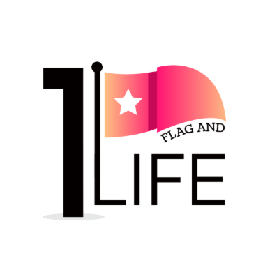 3D flag on letter L and number one