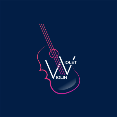 line art violin with initials V