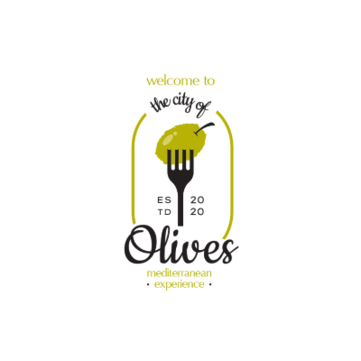 olive on fork inside line shape