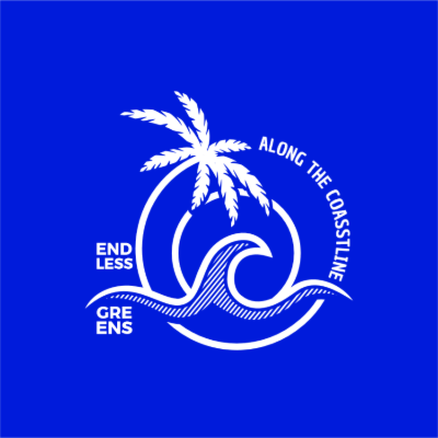 wave circle and palm tree