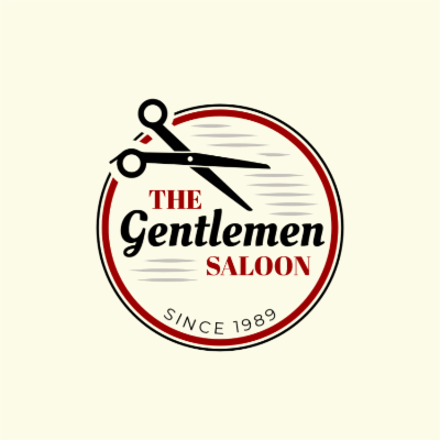 vintage men's salon logo with scissors in circle