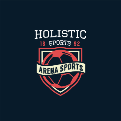 soccer ball in line art badge