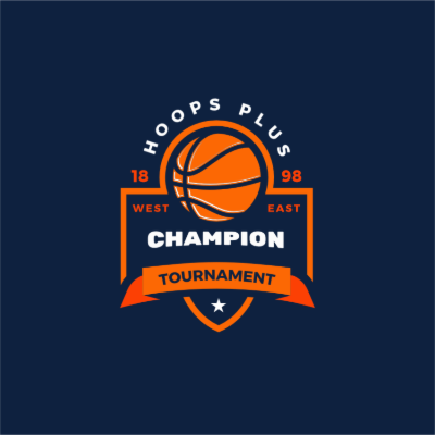 basketball in badge style text