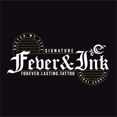 stylized text in vintage gothic font and line graphics