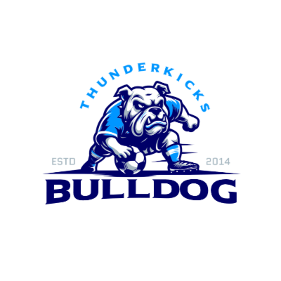 bulldog mascot playing soccer