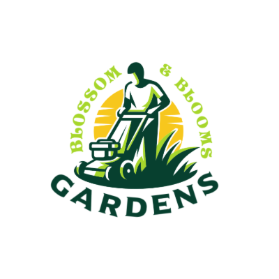 gardener mowing lawn with machine