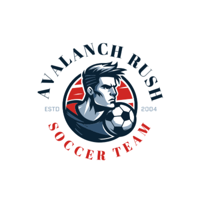 illustrative aggressive soccer player holding ball in badge