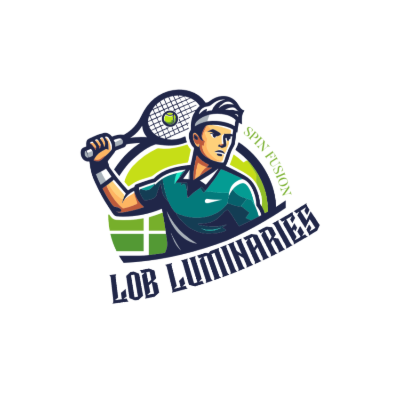 tennis player illustration in circle serving