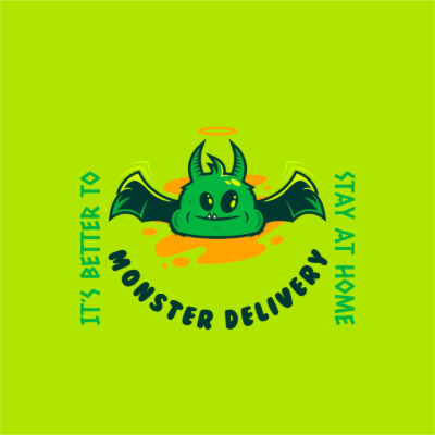 green monster with wings and halo