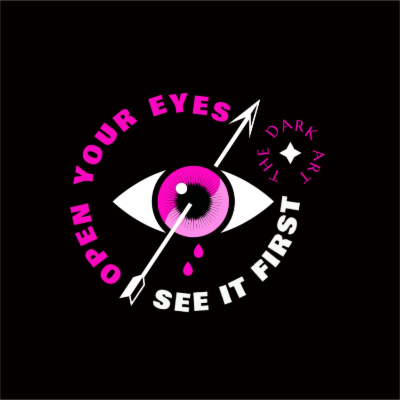 arrow piercing through a pink eye