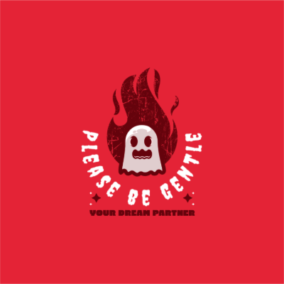 scary ghost head inside flames