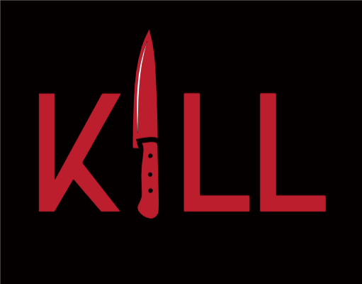 alphabets logo icon knife in text
