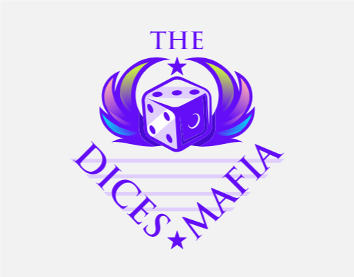 gaming logo online dice with star and wings