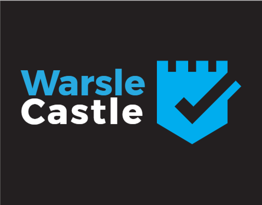 security logo checkmark on castle battlement