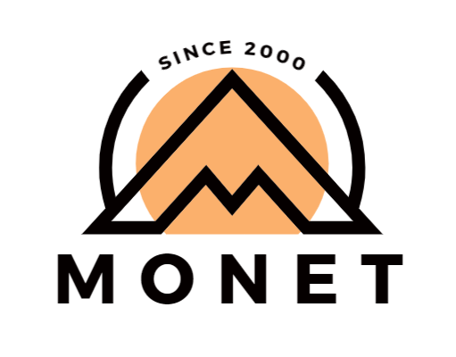 travel logo sun in letter m mountain peak