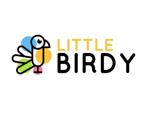 childcare center logo cartoon bird in colorful circles