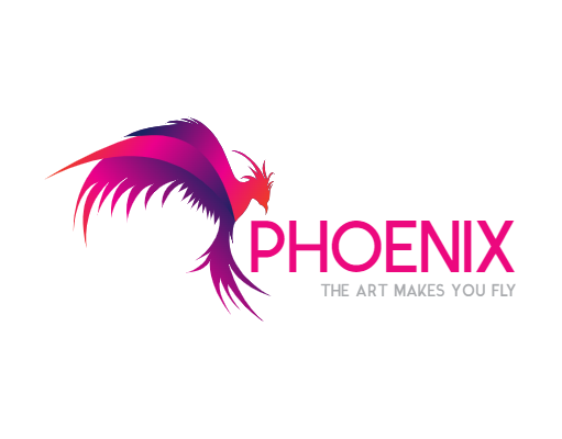 art center logo maker multicolor gradient phoenix