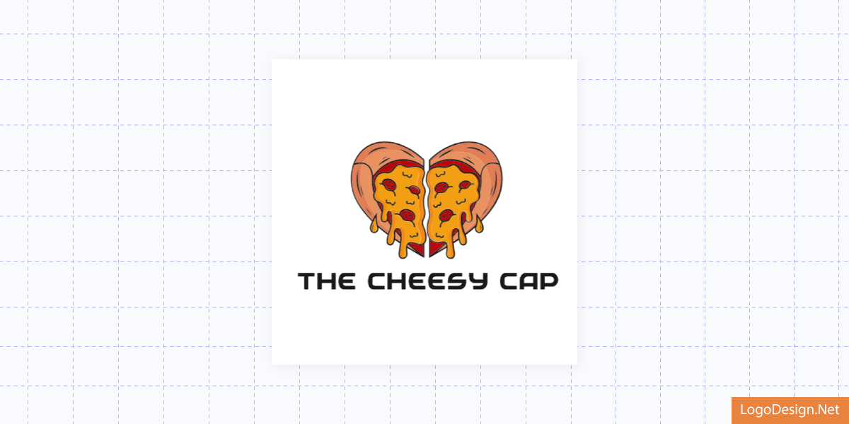 A Cheesy Cap Logo Concept Where the Pizza is Shaped Like a Heart A Cheesy Cap Logo Concept Where the Pizza is Shaped Like a Heart