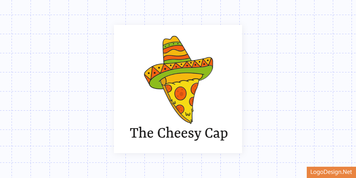 This is a Cheesy Cap logo concept with the Pizza slice wearing a Mexican hat This is a Cheesy Cap logo concept with the Pizza slice wearing a Mexican hat