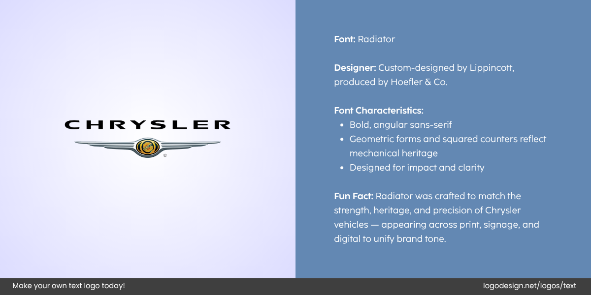 Chrysler Logo Font and Typography Chrysler Logo Font and Typography