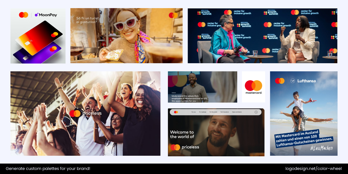 How MasterCard uses its flat two-colored logo across various platforms