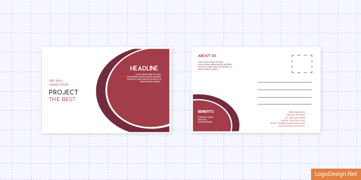 Postcard with balanced design and modern text placement by LogoDesign.Net