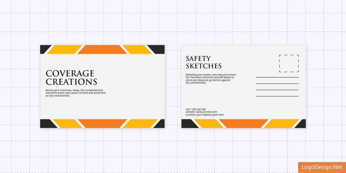 Postcard with sleek layout and space for an image by LogoDesign.Net