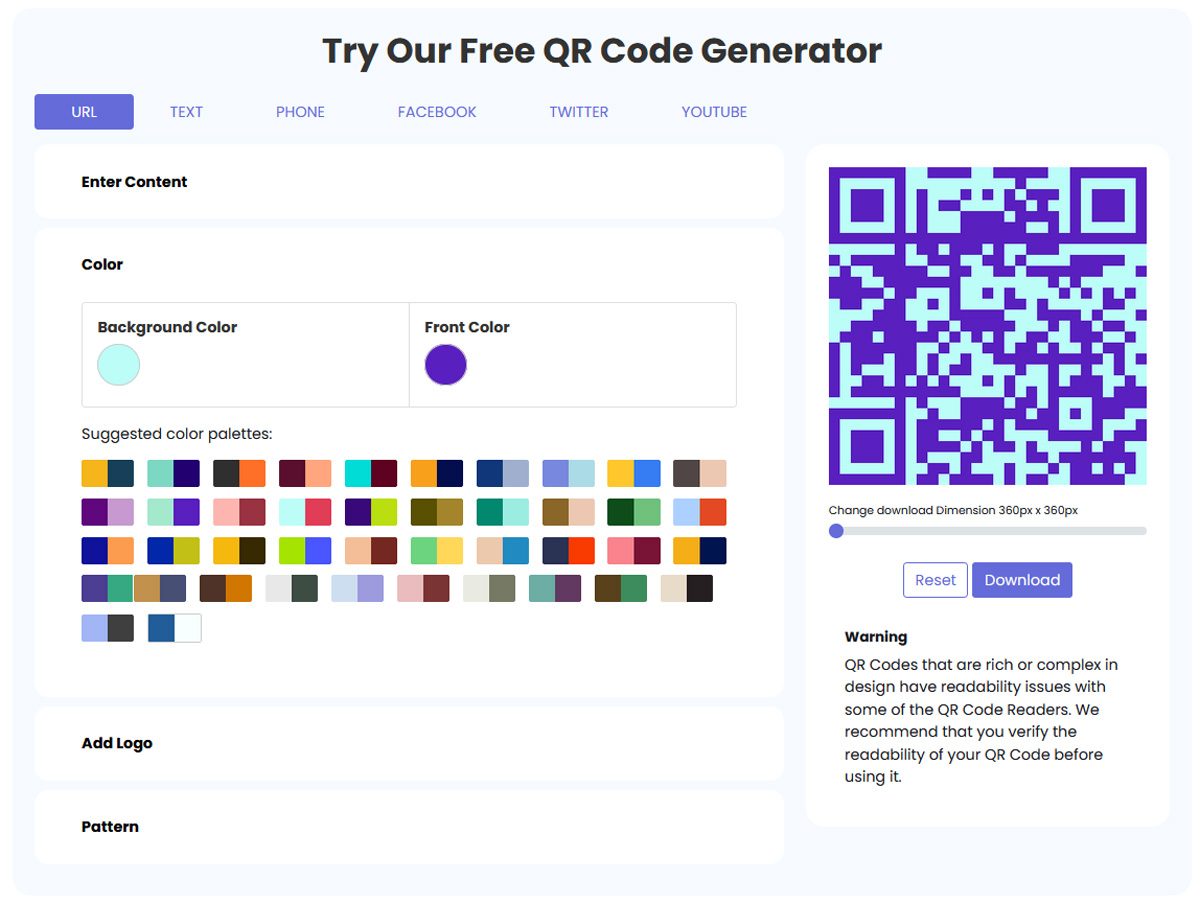 Pick colors for your free QR code to create a customized look Pick colors for your free QR code to create a customized look
