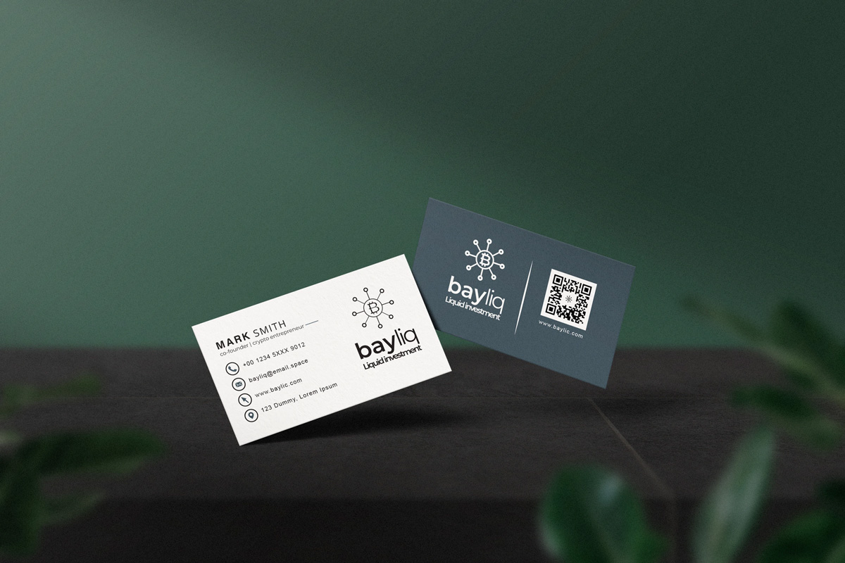 A crypto company business card featuring a QR code — Design credit: Behance/Fleur Aura A crypto company business card featuring a QR code — Design credit: Behance/Fleur Aura