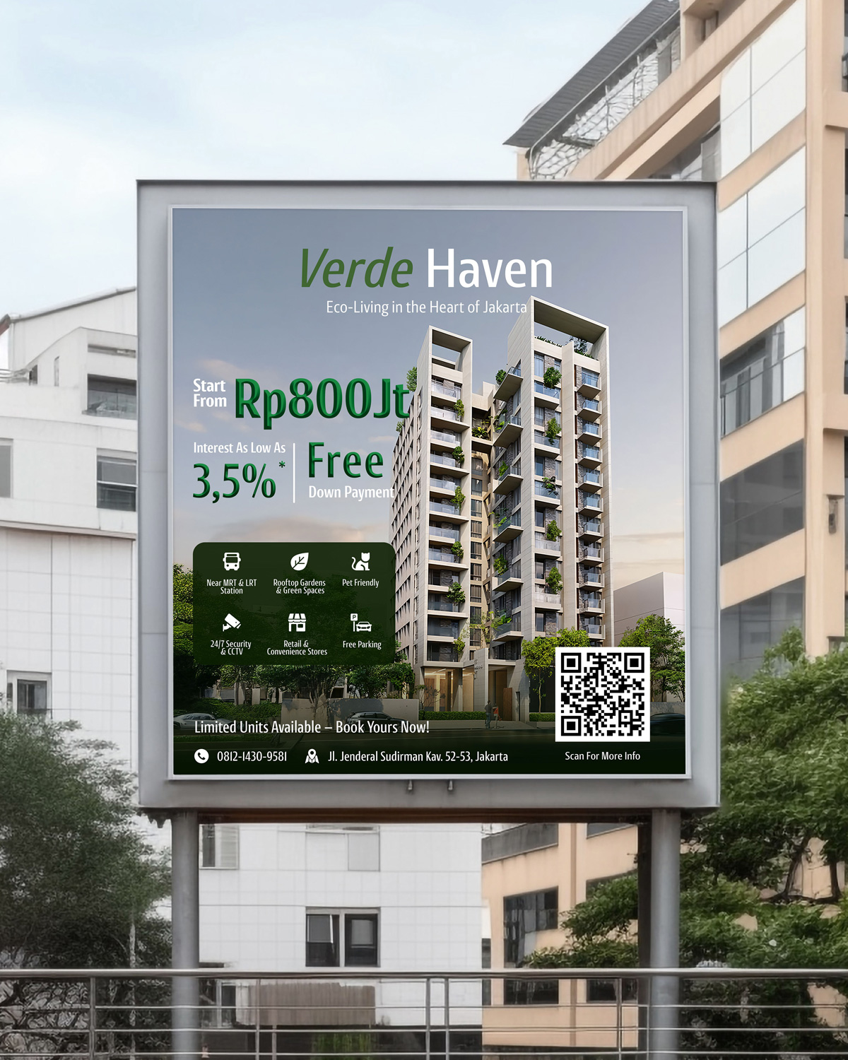 A real estate company billboard featuring a custom QR code A real estate company billboard featuring a custom QR code