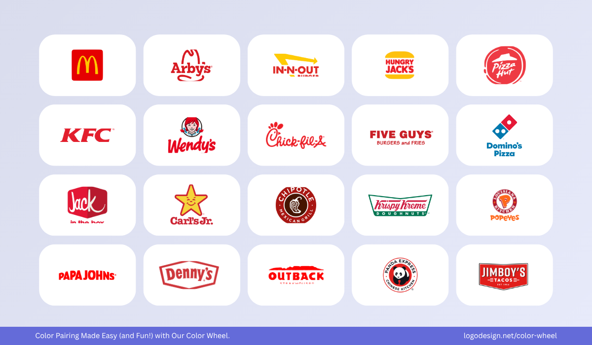 Red is one of the top color choices in restaurant logos Red is one of the top color choices in restaurant logos