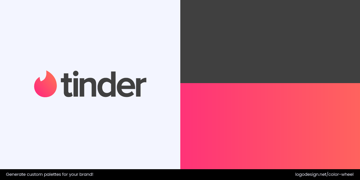 The Tinder logo’s pink‑to‑orange gradient adds warmth, energy, and a modern, playful vibe