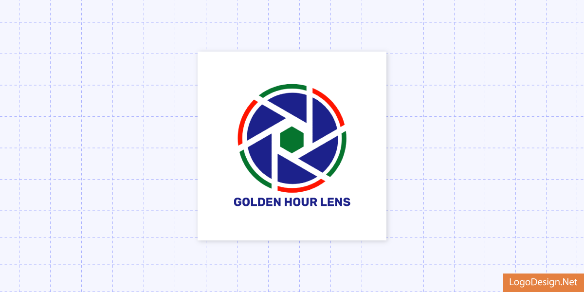 Another logo for Golden Hour Lens with an abstract shutter icon