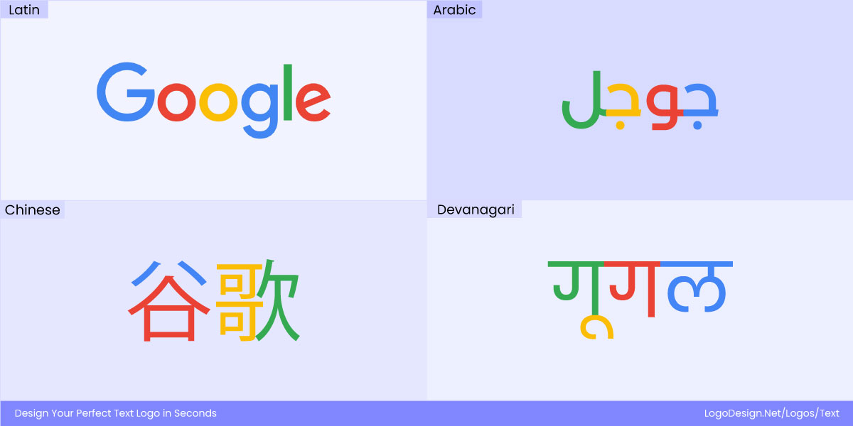 Google Wordmark in different scripts