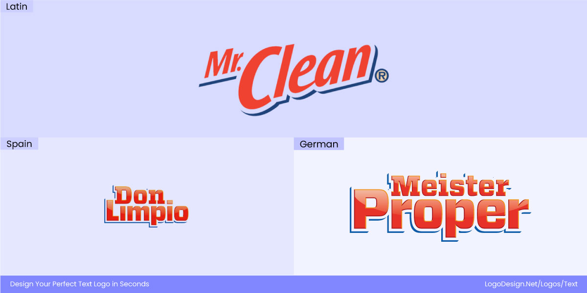 Mr.Clean Logo in different scripts