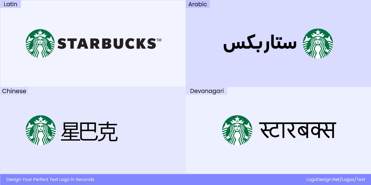 Starbucks Wordmark in different scripts