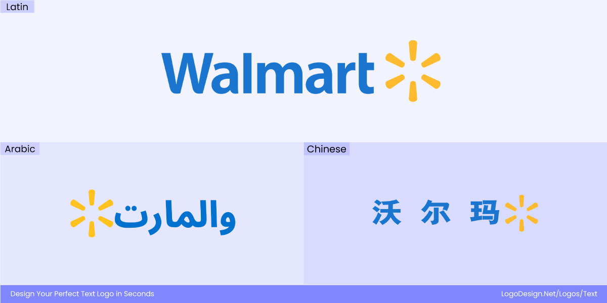 Walmart Wordmark in different scripts
