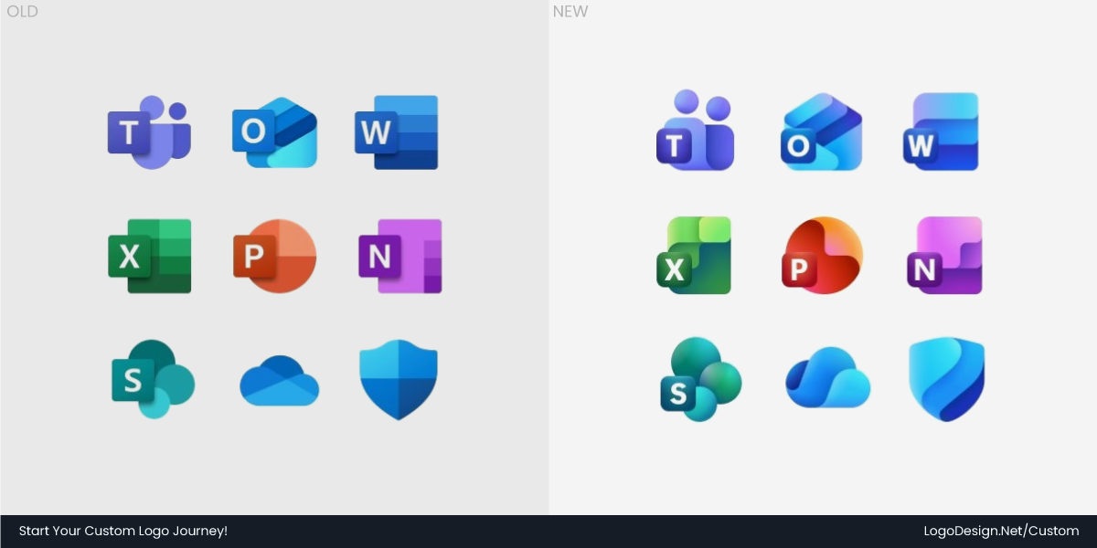 Microsoft Old vs new icons