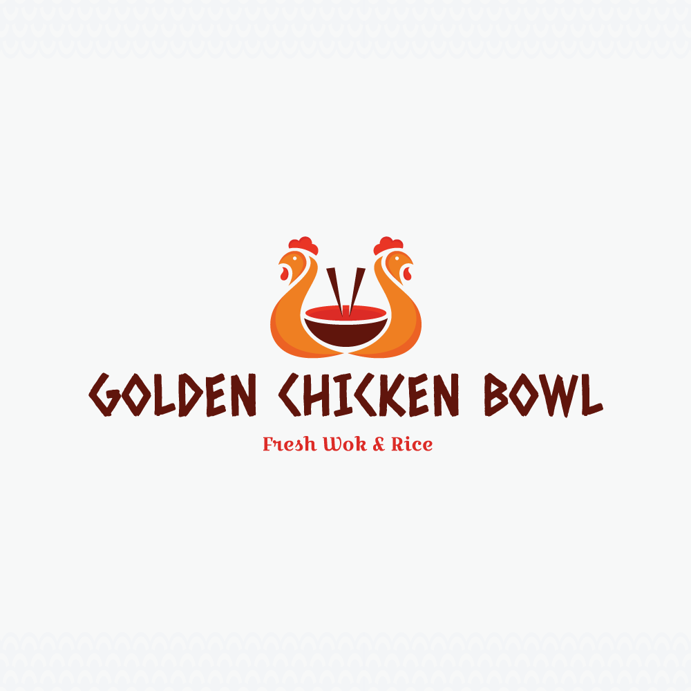 Restaurant logo chickens bowl and chopsticks
