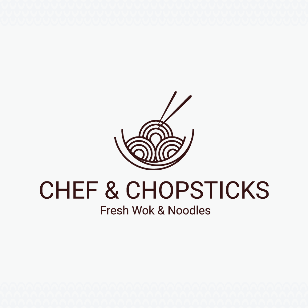 Restaurant logo abstract noodles with chopsticks