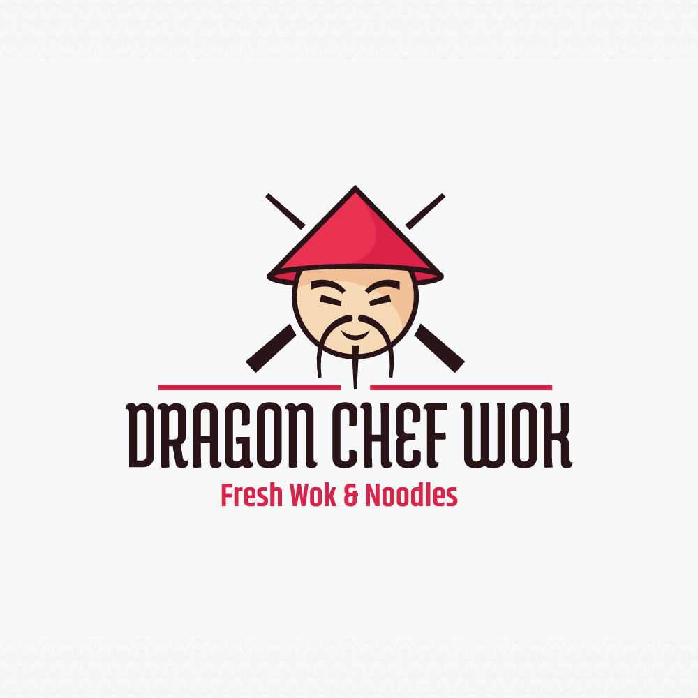 Restaurant logo chopsticks behind chinese chef