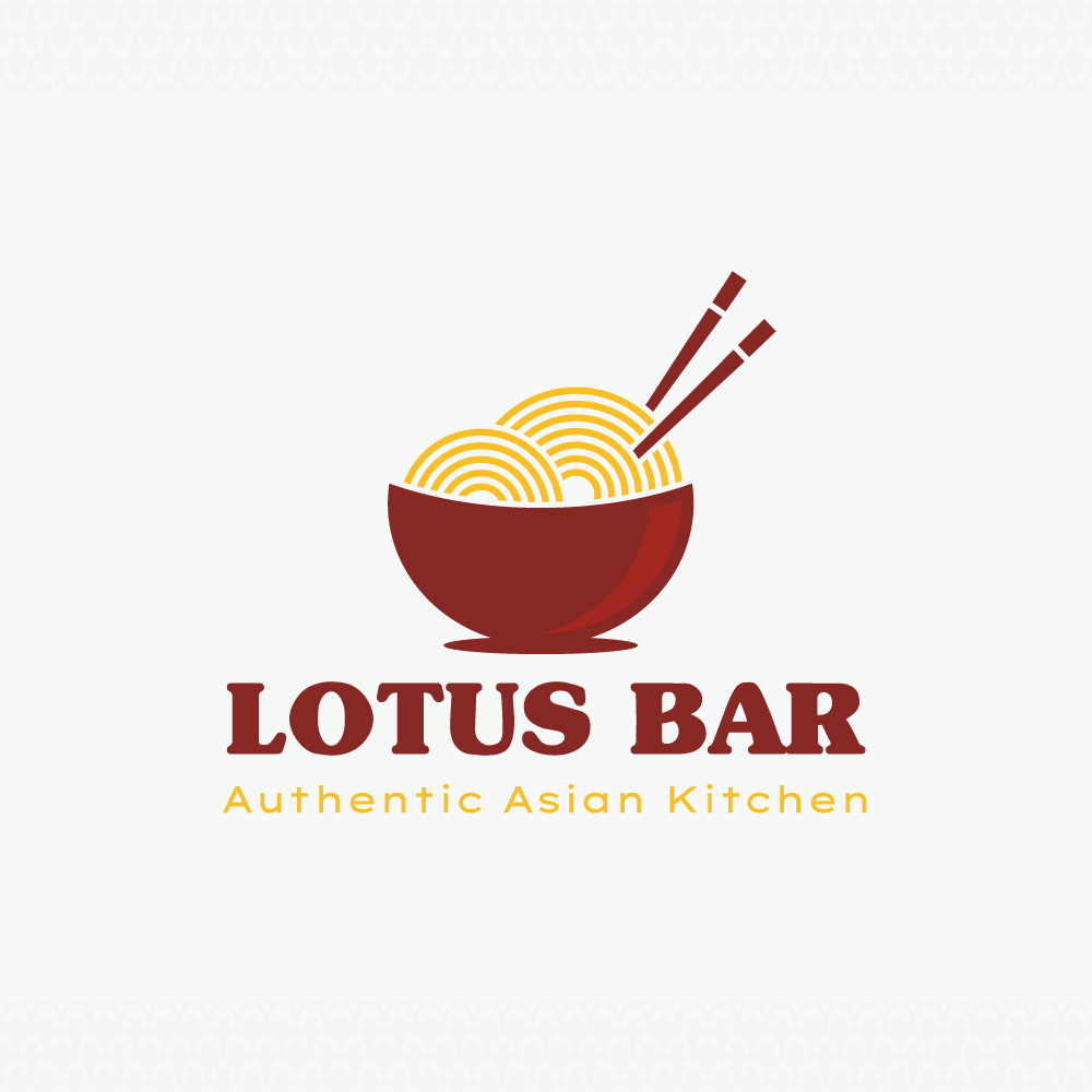 Chinese restaurant logo noodles bowl and chopsticks