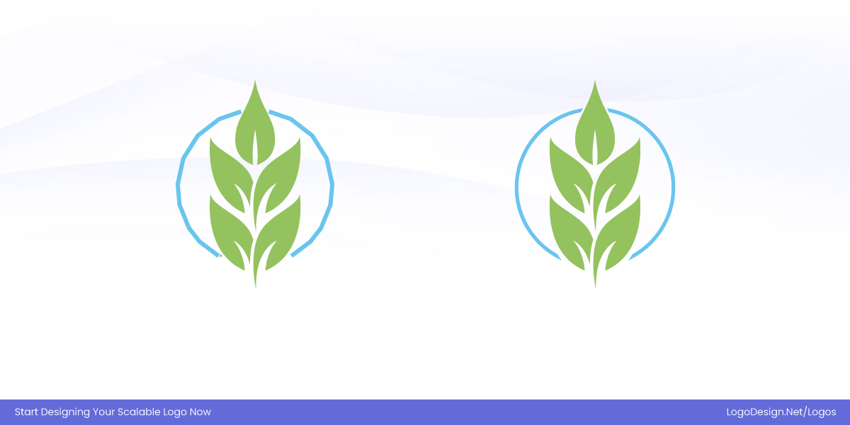 Logo shape with more anchors Logo with fewer anchors