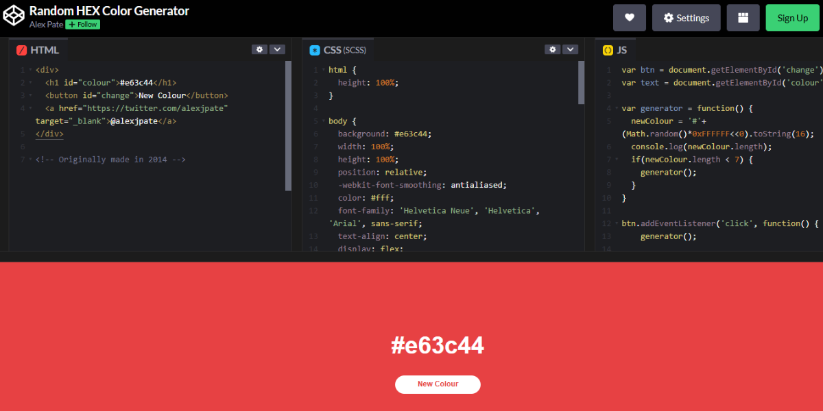 CodePen Random Hex Color Generator CodePen Random Hex Color Generator